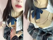 Chinese perfect girl sexy short skirt caress
